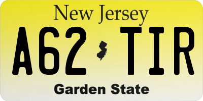 NJ license plate A62TIR