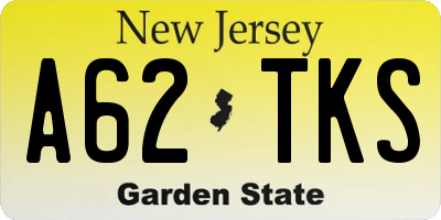 NJ license plate A62TKS