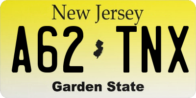 NJ license plate A62TNX