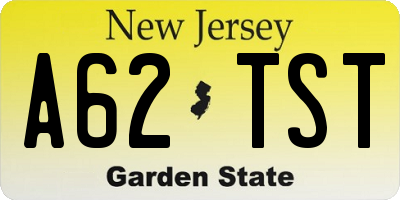 NJ license plate A62TST