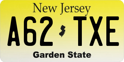 NJ license plate A62TXE