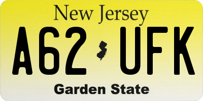 NJ license plate A62UFK