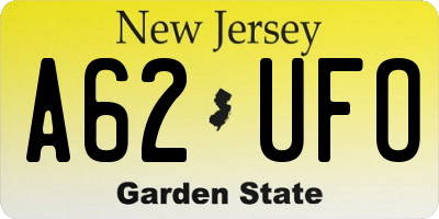 NJ license plate A62UFO