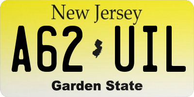NJ license plate A62UIL