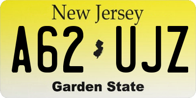 NJ license plate A62UJZ
