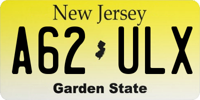 NJ license plate A62ULX