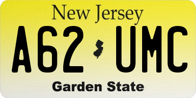 NJ license plate A62UMC