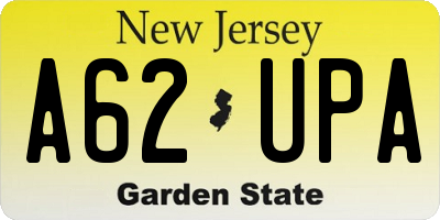 NJ license plate A62UPA