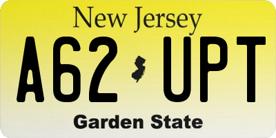 NJ license plate A62UPT