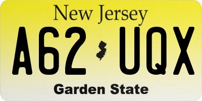 NJ license plate A62UQX