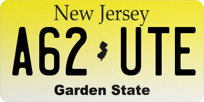 NJ license plate A62UTE