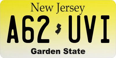 NJ license plate A62UVI