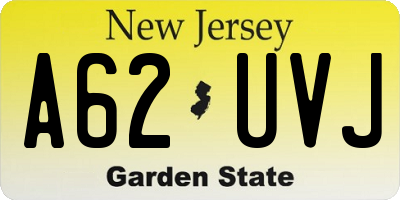 NJ license plate A62UVJ