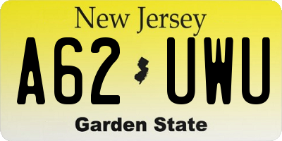 NJ license plate A62UWU