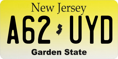 NJ license plate A62UYD