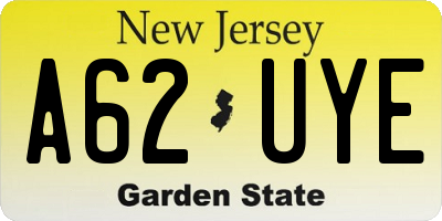 NJ license plate A62UYE