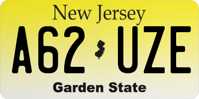 NJ license plate A62UZE
