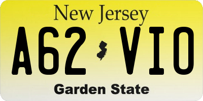 NJ license plate A62VIO