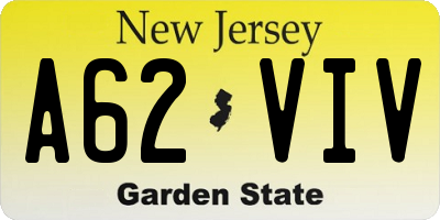 NJ license plate A62VIV