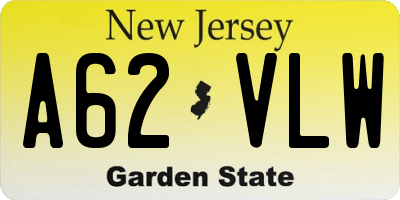 NJ license plate A62VLW