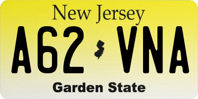 NJ license plate A62VNA