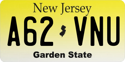 NJ license plate A62VNU