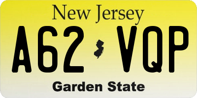 NJ license plate A62VQP