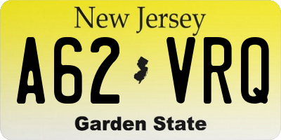 NJ license plate A62VRQ