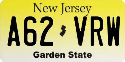 NJ license plate A62VRW