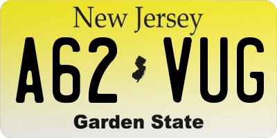 NJ license plate A62VUG