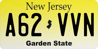 NJ license plate A62VVN
