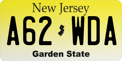 NJ license plate A62WDA