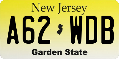NJ license plate A62WDB