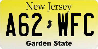 NJ license plate A62WFC