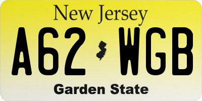 NJ license plate A62WGB