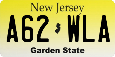 NJ license plate A62WLA
