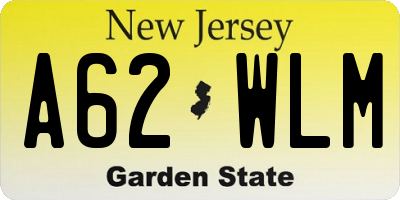 NJ license plate A62WLM
