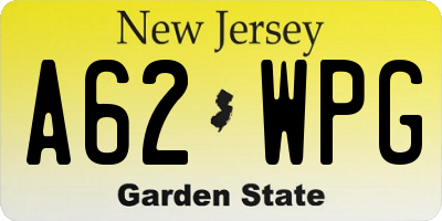 NJ license plate A62WPG
