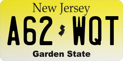 NJ license plate A62WQT