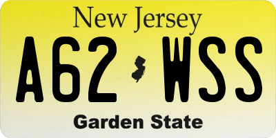 NJ license plate A62WSS