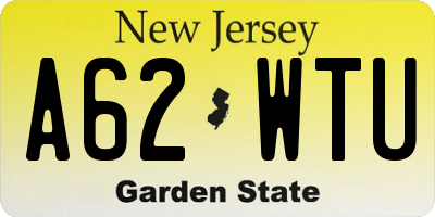 NJ license plate A62WTU