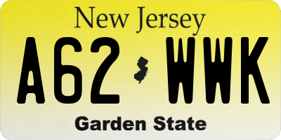 NJ license plate A62WWK