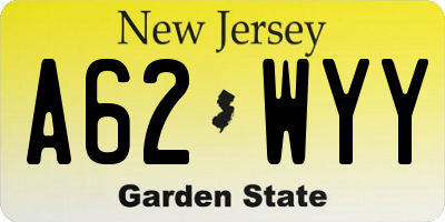 NJ license plate A62WYY