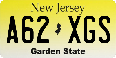 NJ license plate A62XGS
