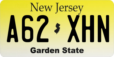 NJ license plate A62XHN