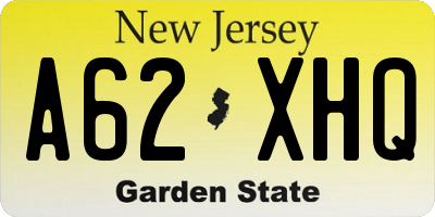NJ license plate A62XHQ