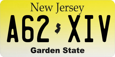 NJ license plate A62XIV