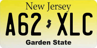NJ license plate A62XLC