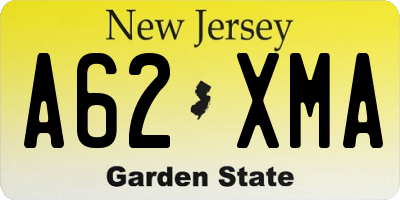 NJ license plate A62XMA