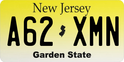 NJ license plate A62XMN